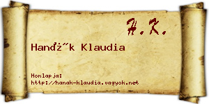 Hanák Klaudia névjegykártya